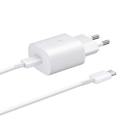 Комплект EP-TA800 захранване за ел. мрежа с USB-C изход и EP-DA905 USB-C кабел (бял) - Samsung Power Delivery 3.0 25W Wall Charger Set (bulk)