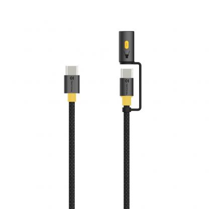 Кабел с бързо зареждане за устройства с USB-C порт и LED светлина  - Tactical Stinger 2-in-1 USB-C Cable 60W (150 см) (черен)