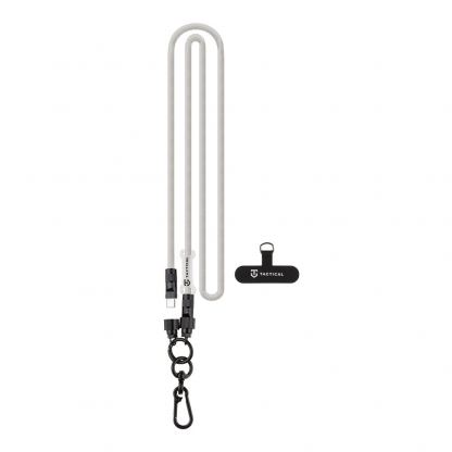 Универсална връзка за носене през врата за смартфони с вграден USB-C към USB-C кабел - Tactical Wire Snake USB-C Universal Phone Lanyard Cable 60W (бял)