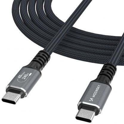 Здрав USB4 кабел с Thunderbolt 4 за устройства с USB-C порт - Wozinsky Thunderbolt 4 USB4 USB-C to USB-C Cable 240W (черен) (200 см) 
