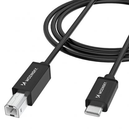 Кабел за принтер и други външни устройства USB-C Male към USB-B Male - Wozinsky USB-C To USB-B 2.0 Printer Cable (черен) (200 см)