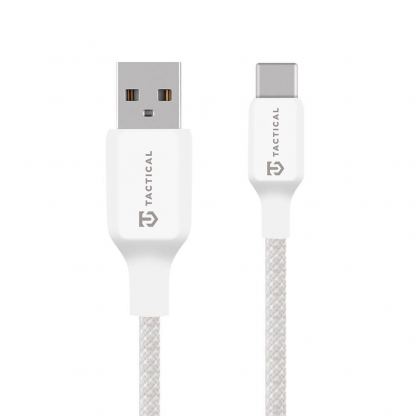 Здрав кабел с въжена оплекта за устройства с USB-C порт - Tactical Stitch Thread USB-A to USB-C Cable 15W (30 см) (бял)