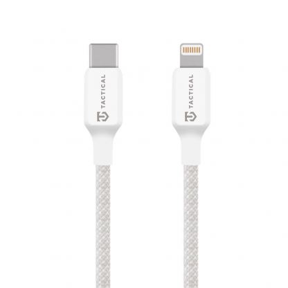 Здрав кабел с въжена оплекта за устройства с Lightning порт - Tactical Stitch Thread USB-C to Lightning Cable 27W (200 см) (бял)