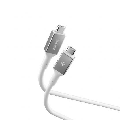 Кабел с бързо зареждане за устройства с USB-C порт - Spigen Essential USB-C to USB-C Cable 100W (бял) (100 см)