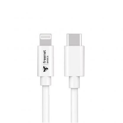 Сертифициран (MFI) USB-C към Lightning кабел за Apple устройства с Lightning порт - Freenet Basics MFI Fast Charge USB-C to Lightning Cable 60W (150 см) (бял)