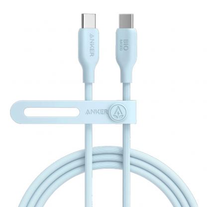 Кабел с бързо зареждане за устройства с USB-C - Anker 544 Bio-Based USB-C to USB-C Cable 140W (син) (90 см)