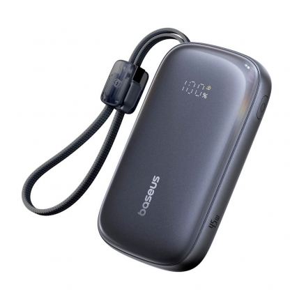 Външна батерия с вграден USB-C и Lightning кабел и USB-C, USB-А и Lightning портове - Baseus Qpow3 Ultra EnerFill Power Bank With USB-C And Lightning Cable 45W 20000mAh (черен)