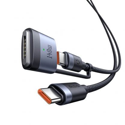Качествен USB-C към USB-C кабел с MagSafe 3 адаптер - Mcdodo 2in1 USB-C to USB-C and MagSafe 3 Adapter Cable 240W (200 см) (черен)