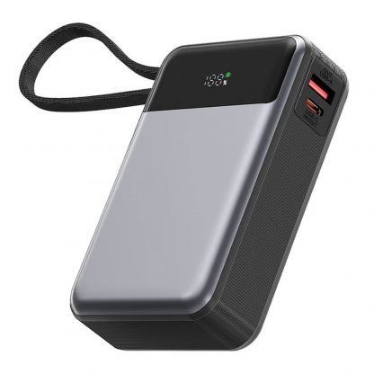 Външна батерия с вграден USB-C кабел, USB-C и USB-A портове и технология за бързо зареждане - Acefast M21 Power Bank PD 65W 20000 mAh with Built-in USB-C Cable (черен)