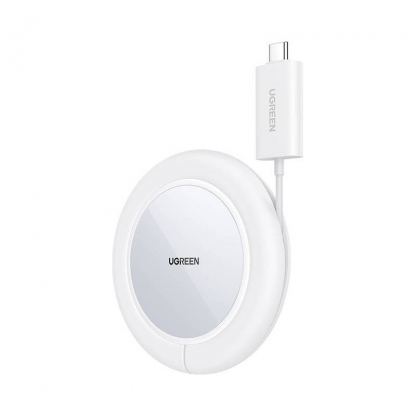 Поставка (пад) за безжично зареждане на iPhone с Magsafe - Ugreen Magnetic Wireless Charger 15W (бял)