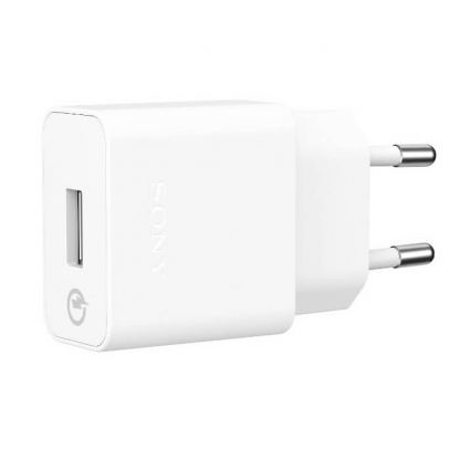 Захранване за ел. мрежа с USB изход  и технология за бързо зареждане за смартфони и таблети (бял) - Sony Quick Charger UCH10 (bulk)