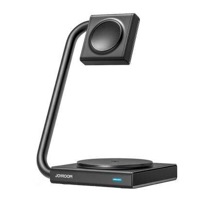 Сгъваема двойна поставка (пад) за безжично зареждане за iPhone с Magsafe и Apple Watch - Joyroom 2-in-1 Inductive Wireless Charging Station 15W (черен)