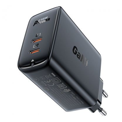 Захранване за ел. мрежа за лаптопи, смартфони и таблети с 2xUSB-C изходи (черен)  - Acefast A29 PD 50W GaN Fast Charger