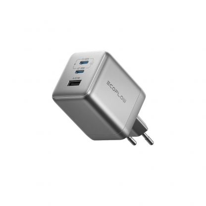Захранване за ел. мрежа за лаптопи, смартфони и таблети с 2xUSB-C и 1xUSB-A изходи - EcoFlow Rapid Pro GaN Wall Charger 100W (тъмносив)