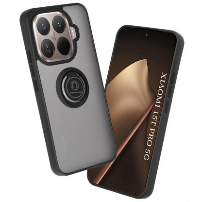 Хибриден удароустойчив кейс с пръстен против изпускане за Xiaomi 15T Pro - Techsuit Glinth Hybrid Case (черен-прозрачен)