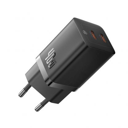  Захранване за ел. мрежа с 2xUSB-C изходи с технология за бързо зареждане - Baseus GaN5 Pro Fast Wall Charger Dual USB-C 40W (черен)