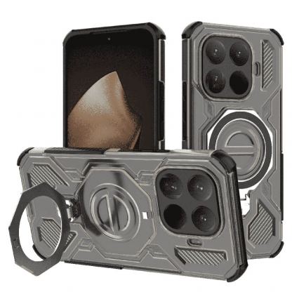 Хибриден удароустойчив кейс с вградена поставка и MagSafe за Xiaomi 15T Pro - Techsuit Carbon Shield Pro Hybrid Case (черен)