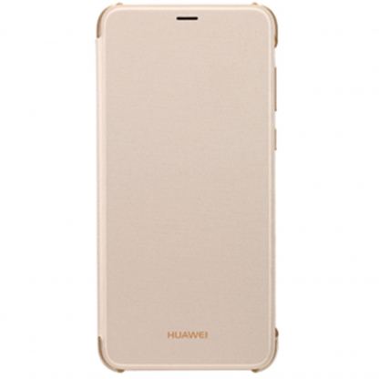 Huawei Flip Cover - оригинален кожен калъф за Huawei P Smart (златист)