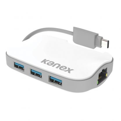 Kanex USB-C Hub - Ethernet адаптер и 3-портов USB хъб (разклонител) от USB-C към USB-A за MacBook и компютри с USB-C порт (бял)