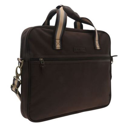 Kangol Laptop Bag - платнена (канвас) чанта с дръжки и презрамка за преносими компютри до 15.6 инча (кафява)
