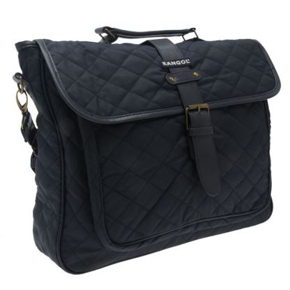 Kangol Quilted Satchel Bag - полиестерна чанта с дръжки и презрамка за преносими компютри до 15.4 инча (тъмносиня)