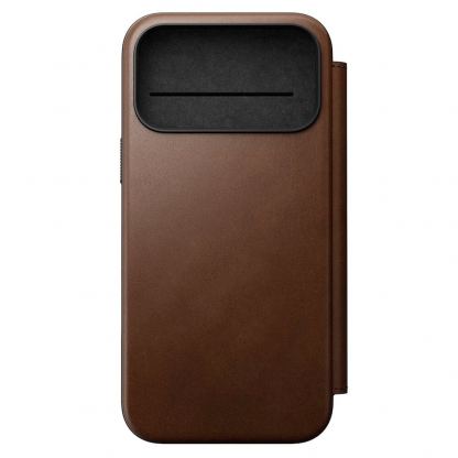 Кожен калъф (естествена кожа), тип портфейл с MagSafe за iPhone 17 Pro Max - Nomad Modern Leather Folio MagSafe Case (тъмнокафяв)
