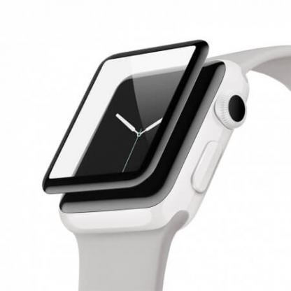 Belkin ScreenForce UltraCurve Screen Protector - калено стъклено защитно покритие с извити ръбове за целия дисплея на Apple Watch Series 3/2 38 mm (черен-прозрачен)