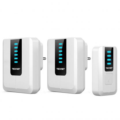 TeckNet WA838 Plug-In Wireless Doorbell - комплект 2 броя иновативни безжични звънци и предавател за входна врата (бял)