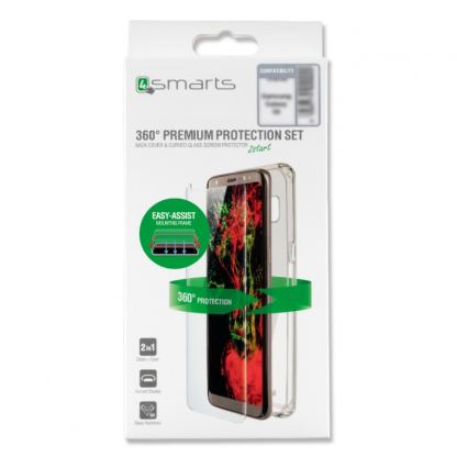 4smarts 360° Premium Protection Set Easy-Assist - хибриден кейс и стъклено покритие за Samsung Galaxy S8 (с рамка за поставяне) (прозрачен)