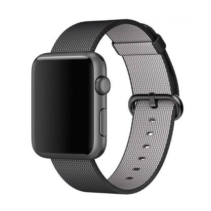 Apple Woven Black - оригинална текстилна каишка за Apple Watch 42мм, 44мм (черен) (reconditioned) (Apple Box)