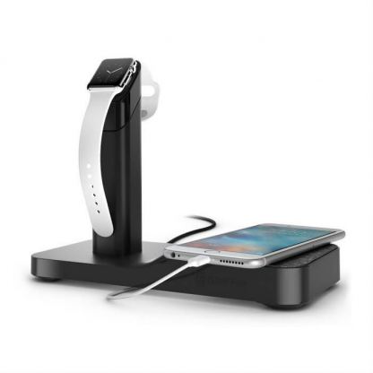 Griffin Powered Apple Watch Stand - докинг станция и поставка за зареждане на iPhone/iPad и Apple Watch (черен)