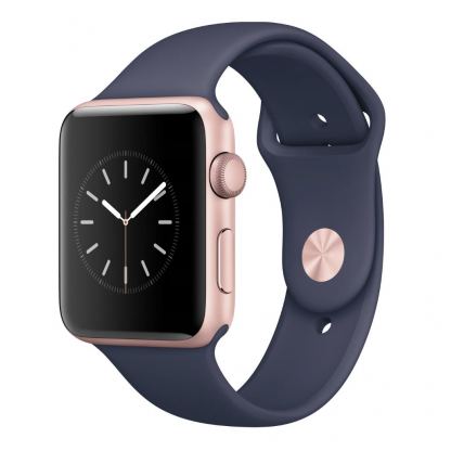 Apple Sport Band S/M & M/L - оригинална силиконова каишка за Apple Watch 42мм, 44мм (тъмносин) (reconditioned) (Apple Box)