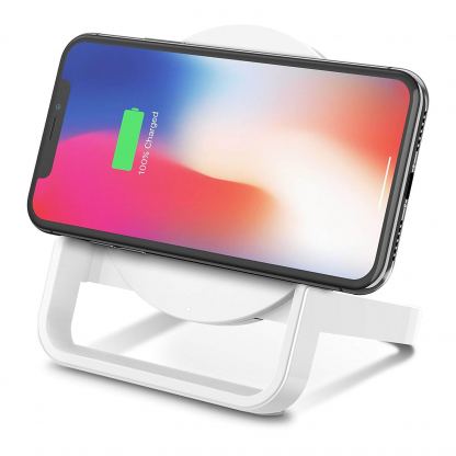 Belkin BOOST UP Wireless Charging Stand 10W - поставка (пад) за безжично захранване за  Apple, Samsung, LG, Sony и други QI съвместими устройства (бял)