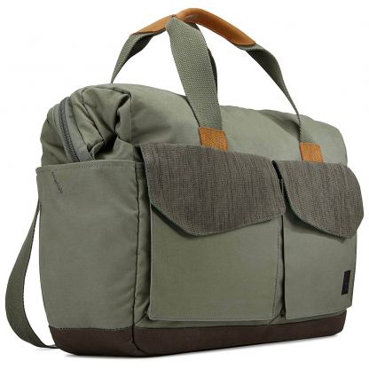Case Logic Lodo Satchel Travel Bag LODB-115GRA - елегантна чанта с дръжки и презрамка за MacBook Pro 15 и лаптопи до 15.6 инча (зелен)
