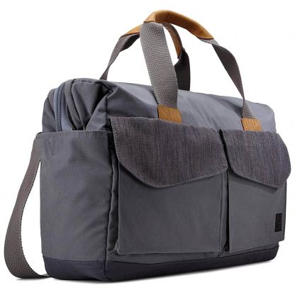 Case Logic Lodo Satchel Travel Bag LODB-115GRA - елегантна чанта с дръжки и презрамка за MacBook Pro 15 и лаптопи до 15.6 инча (тъмносив)
