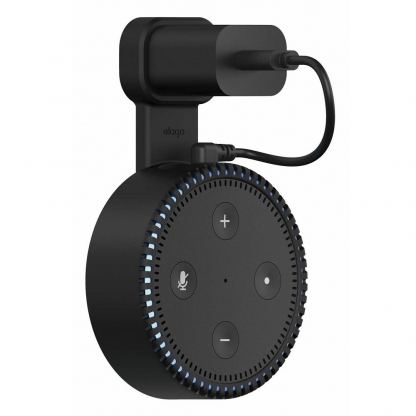Elago Echo Dot 2nd Generation Outlet Wall Mount - силиконова поставка за Echo Dot 2 (черна)