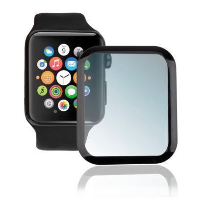 4smarts Second Glass Curved Colour Frame - калено стъклено защитно покритие с извити ръбове за дисплея на Apple Watch Series 5, 4 (40mm) (черен-прозрачен)