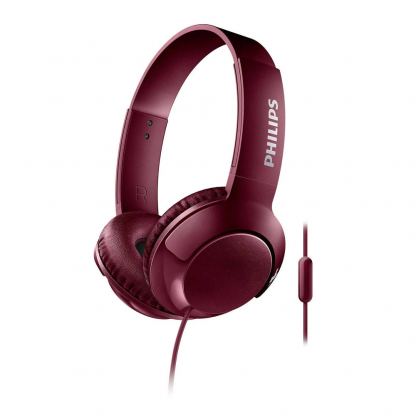 Philips Bass+ SHL3075RD On-Ear Headphones - слушалки с микрофон за мобилни устройства с 3.5 мм стерео-жак (червен)