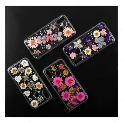 4smarts Soft Cover Glamour Bouquet - силиконов (TPU) калъф с цветя за Huawei P20 Lite (прозрачен-розов)