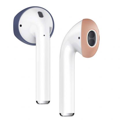 Elago Airpods Secure Fit - антибактериални силиконови калъфчета за Apple Airpods (бял) (4 броя) (тъмносин)