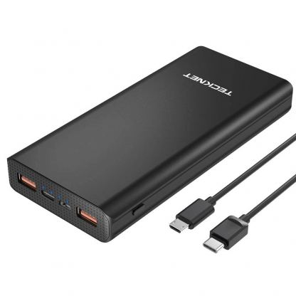 TeckNet iEP12000 20000mAh External Battery Power Bank - качествена външна батерия 20000mAh с USB-A и USB-C портове за зареждане на мобилни устройства (черен)
