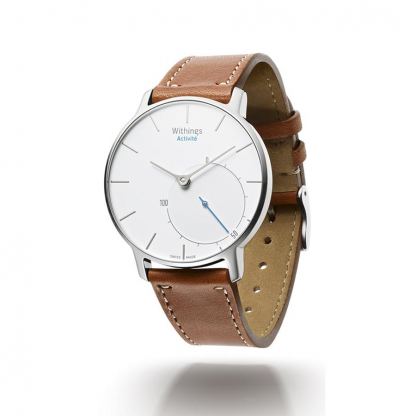 Withings Activite - луксозен швейцарски умен часовник с кожена каишка, следящ дневната и нощната ви физическа активност (бял) (bulk)