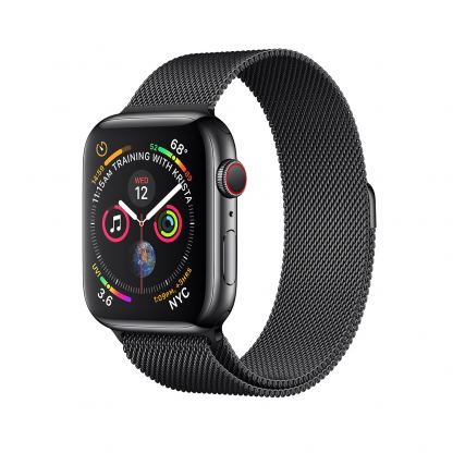 Apple Watch Series 4, 44mm Space Black Stainless Steel Case with Milanese Loop, GPS + Cellular - умен часовник от Apple