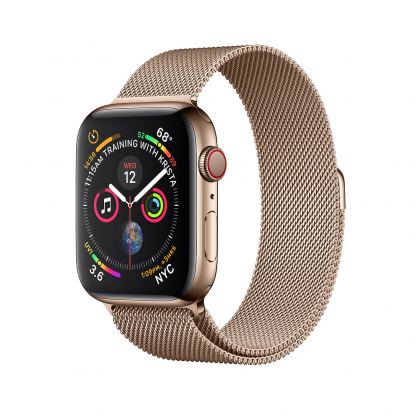 Apple Watch Series 4, 40mm Gold Stainless Steel Case with Milanese Loop, GPS + Cellular - умен часовник от Apple