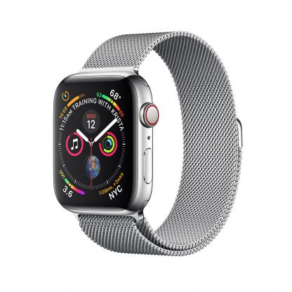 Apple Watch Series 4, 44mm Stainless Steel Case with Milanese Loop, GPS + Cellular - умен часовник от Apple