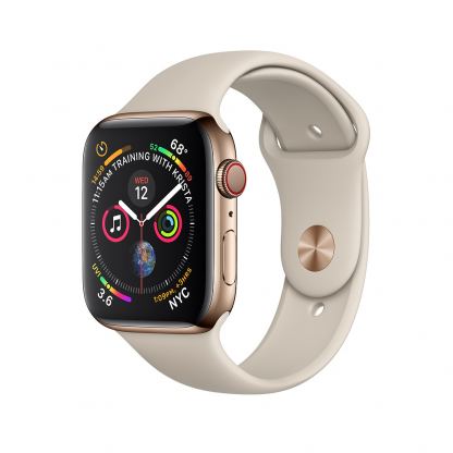 Apple Watch Series 4, 40mm Gold Stainless Steel Case with Stone Sport Band, GPS + Cellular - умен часовник от Apple