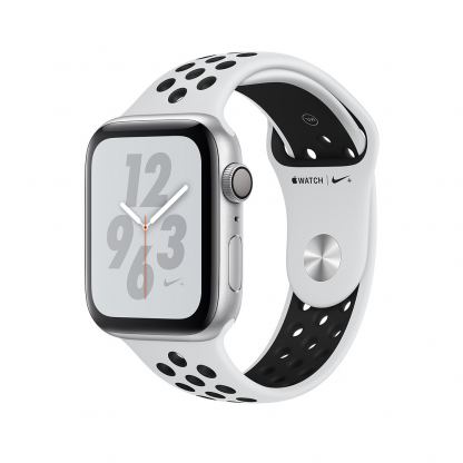 Apple Watch Nike+ Series 4, 44mm Silver Aluminum Case with Pure Platinum/Black Nike Sport Band, GPS - умен часовник от Apple