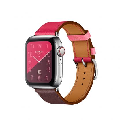 Apple Watch Hermès Series 4, 40mm Stainless Steel Case with Bordeaux/Rose Swift Leather Single Tour, GPS + Cellular - умен часовник от Apple