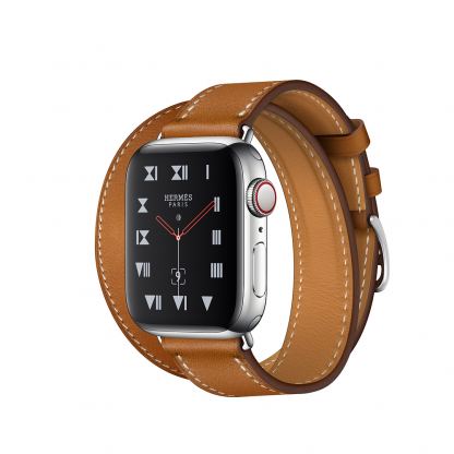 Apple Watch Hermès Series 4, 40mm Stainless Steel Case with Fauve Barenia Leather Double Tour, GPS + Cellular - умен часовник от Apple