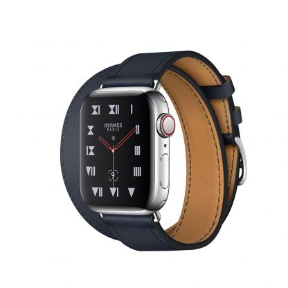 Apple Watch Hermès Series 4, 40mm Stainless Steel Case with Indigo Swift Leather Double Tour, GPS + Cellular - умен часовник от Apple
